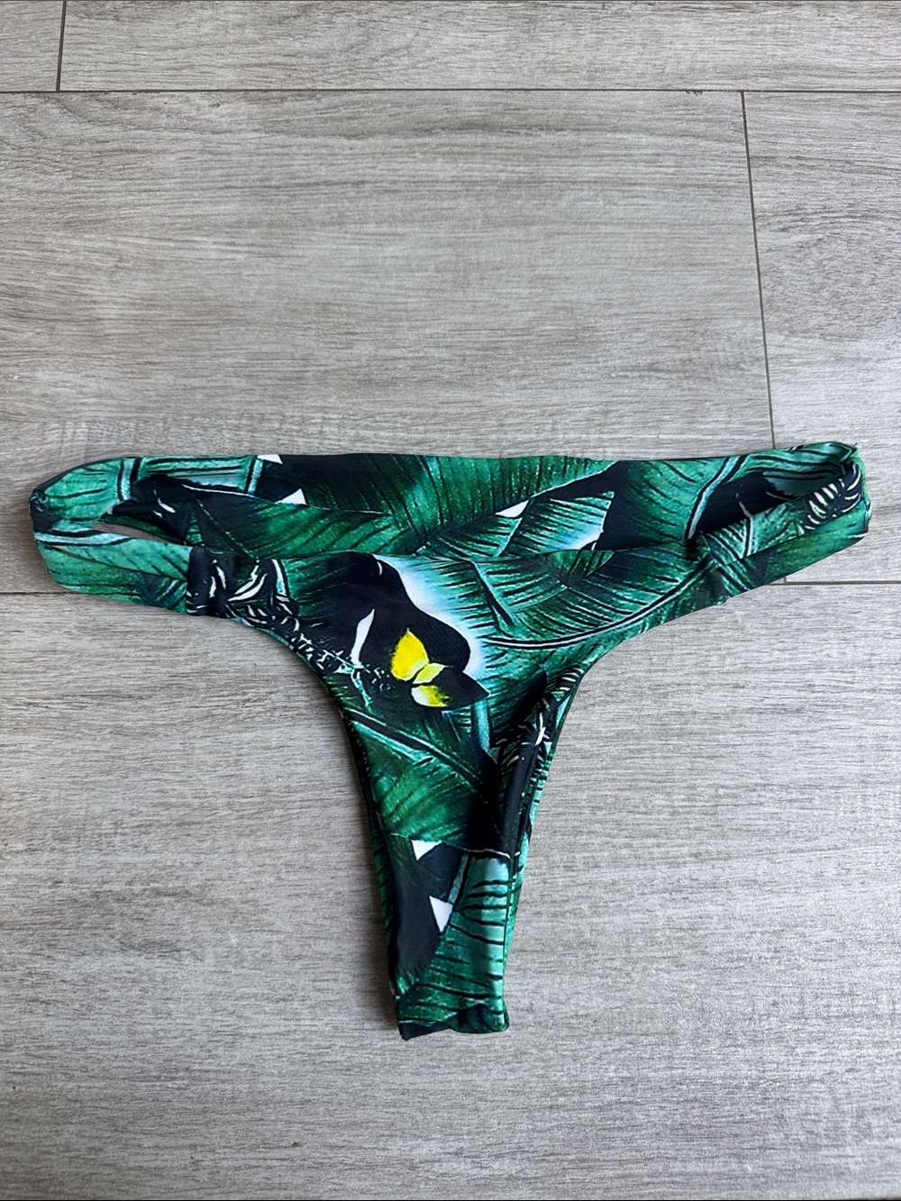 Zaful Green Tropical Leaf Bikini Bottom Palm Print Size Medium